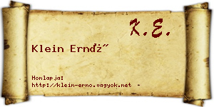 Klein Ernő névjegykártya